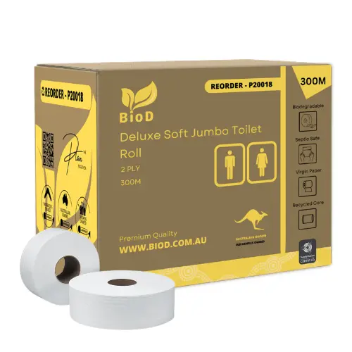 DELUXE JUMBO TOILET ROLLS 300M X 8 